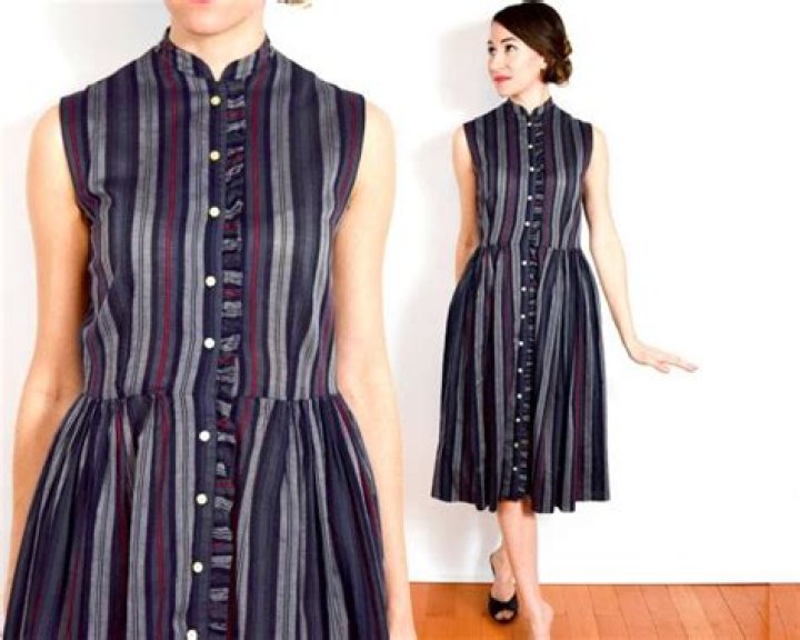 50s Dark Grey Brown STRIPED Hourglass WIGGLE Secretary Dress 8 Etsy