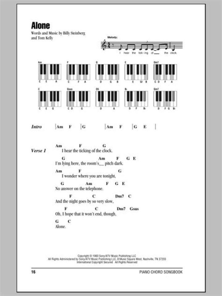 ALONE HEART PIANO CHORDS & Lyrics Bitesize Piano