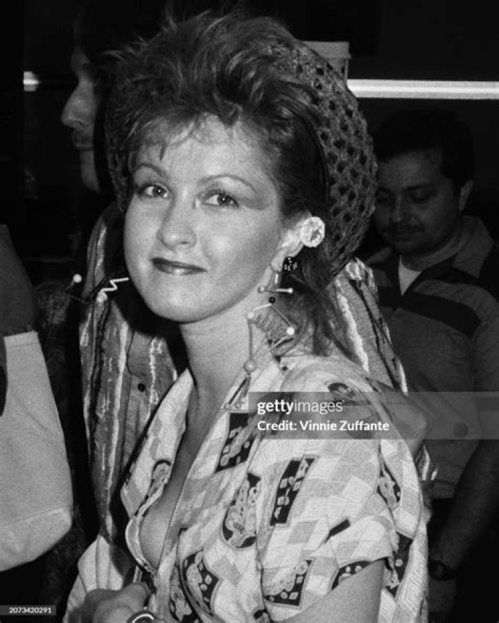American singer and songwriter Cyndi Lauper with her manager, David