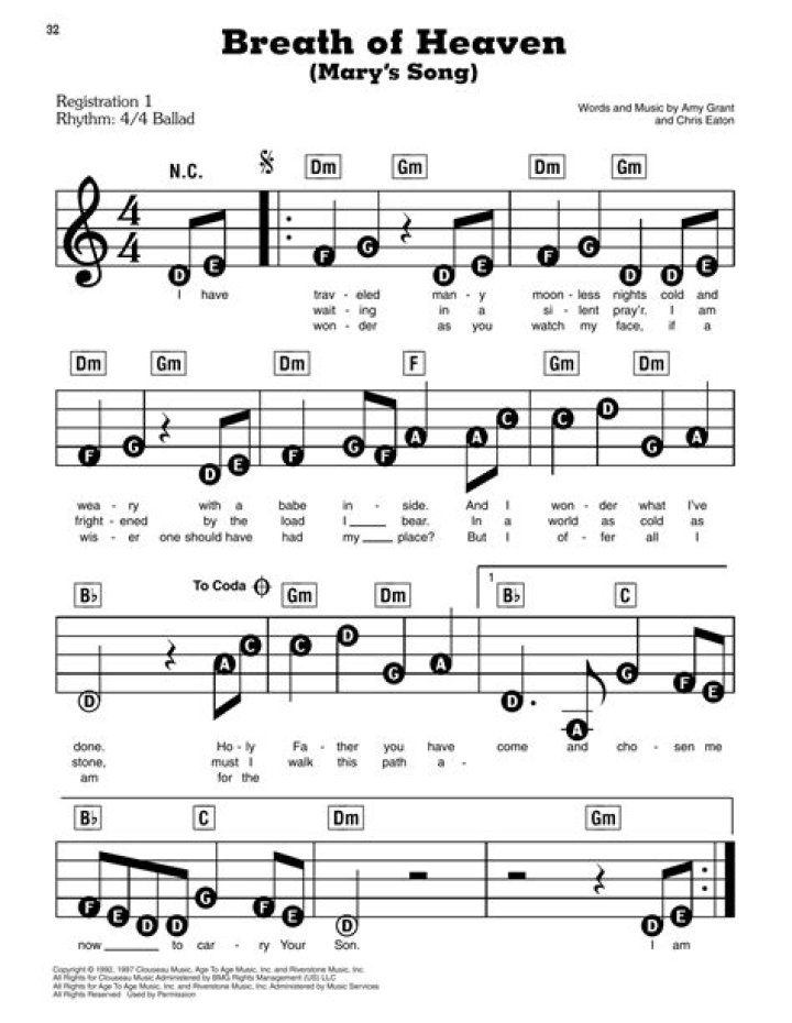 Breath of Heaven free sheet music by Amy Grant Pianoshelf