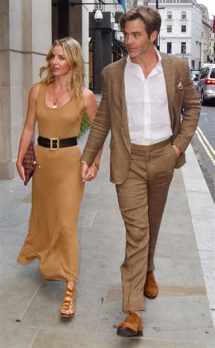 Chris Pine and Annabelle Wallis Wear Matching Outfits in London E