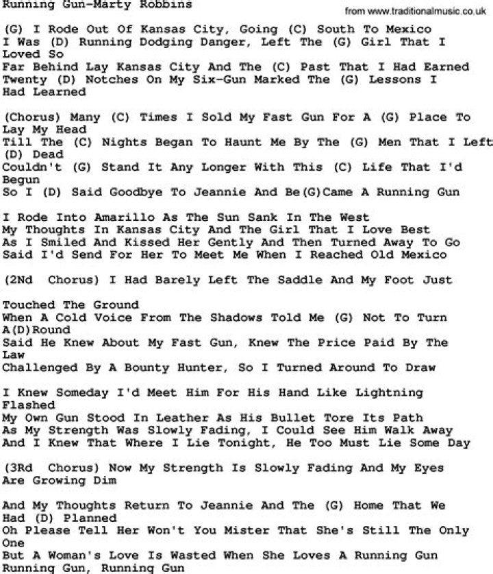 Country MusicRunning GunMarty Robbins Lyrics and Chords