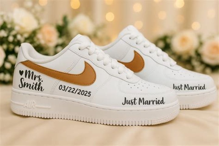 Custom Bridal AF1s Wedding sneakers, White nike shoes, Bride sneakers