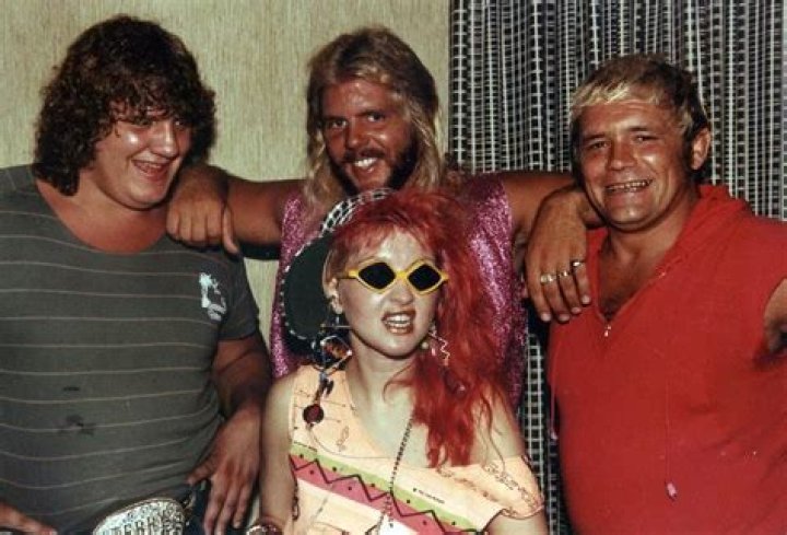 Cyndi Lauper and three really creepy looking dudes aka The Freebirds