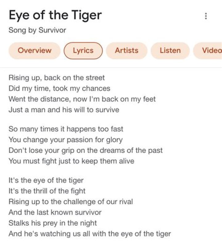 Eye Of The Tiger Lyrics YouTube