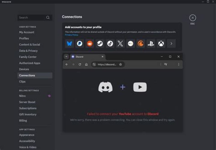 Failed to connect your YouTube account to Discord in Windows 11/10