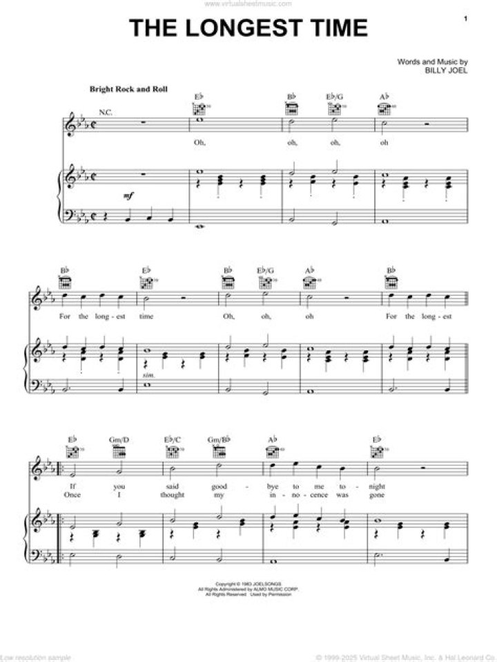 For The Longest Time Sheet Music Billy Joel Sheet Music Free