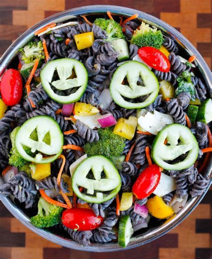 Healthy Halloween Pasta Salad Smile Sandwich