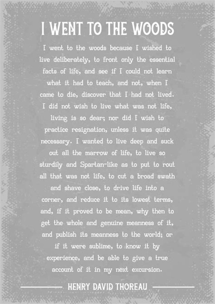 I went to the woods because I wished to live deliberately, to front