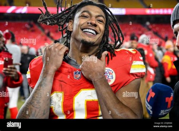 Kansas City Chiefs running back Isiah Pacheco celebrates after they
