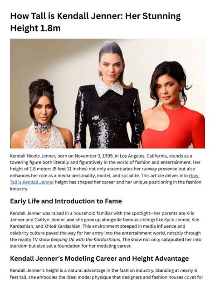 Kendall Jenner Height لاينز