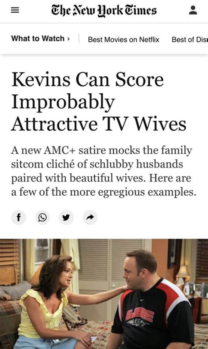Kevins Can Score Improbably Attractive TV Wives The New York Times