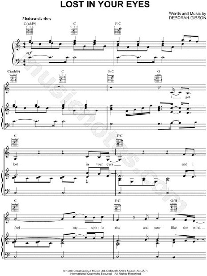 Lost In Your Eyes Sheet Music Debbie Gibson EZ Play Today