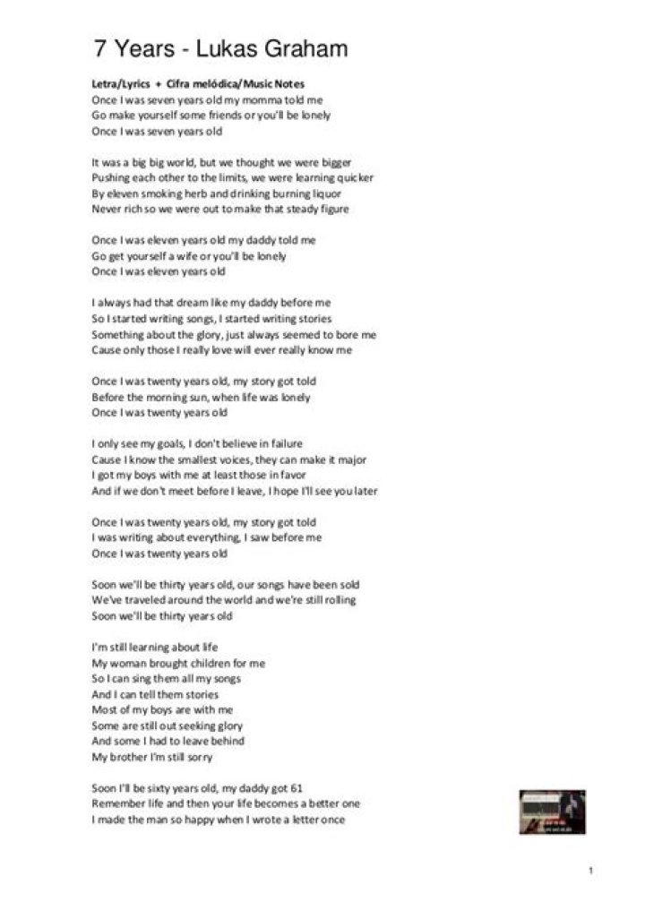LUKAS GRAHAM 7 Years (Lyrics) YouTube
