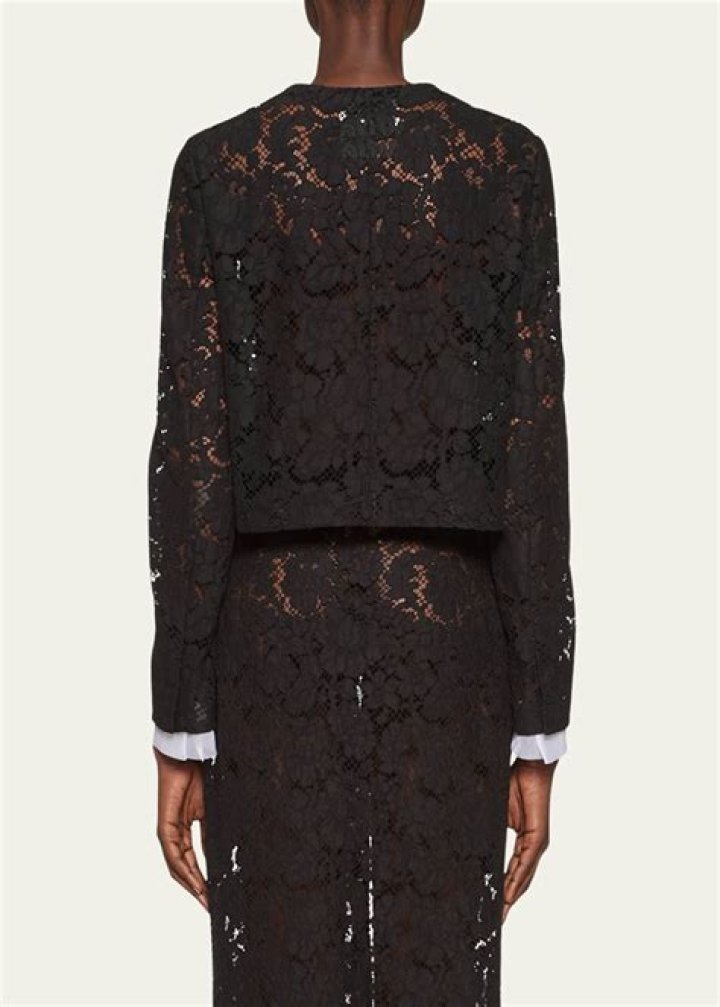 Miu Miu Lace Single Breasted Jacket worn by Cailee Spaeny at W Magazine