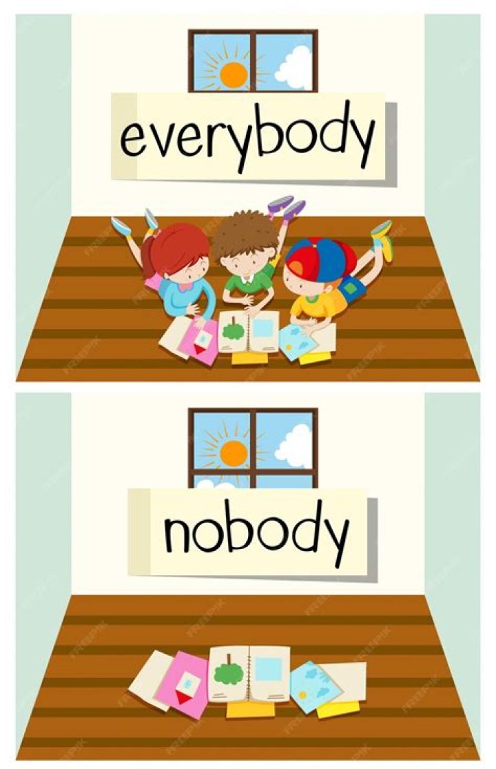Opposite word for everybody and nobody Royalty Free Vector