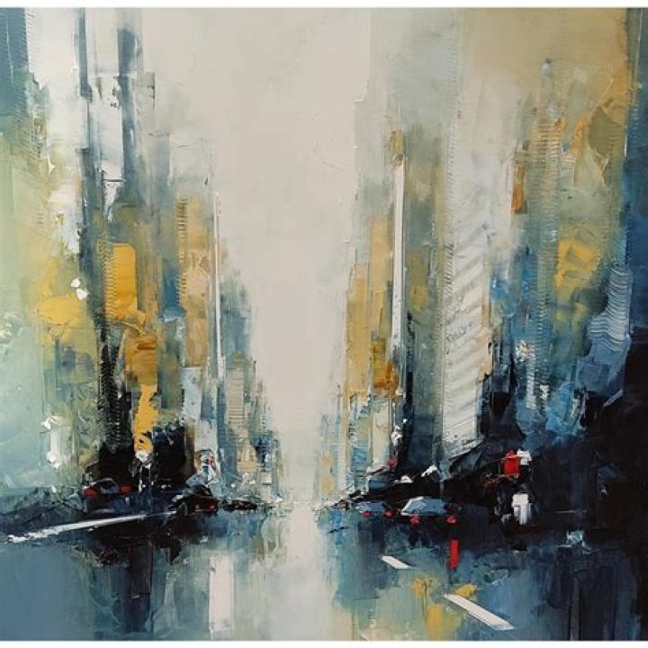Peintures Huile STARRET CITY par Castan Daniel Painting, Abstract