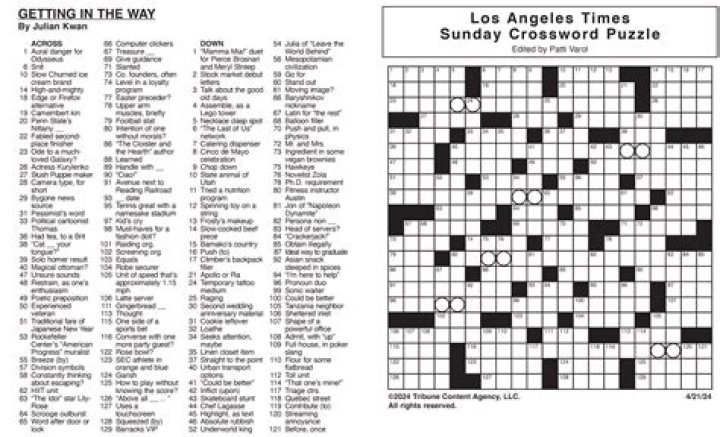 Printable La Times Crossword Puzzle Printable Blank World