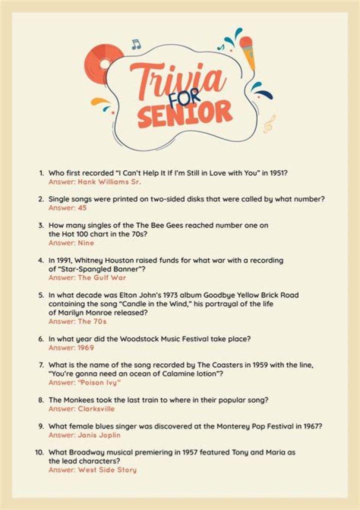 Printable Senior Trivia
