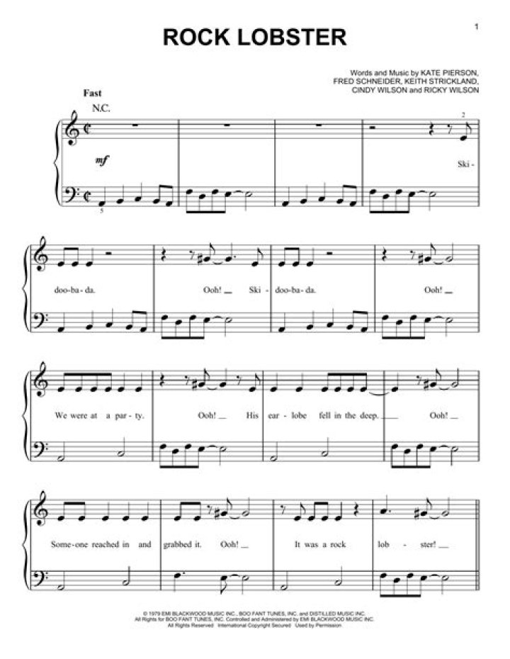 Rock Lobster sheet music by The B52's (Easy Piano 161021)