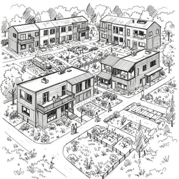 Sketch of a calm neighborhood on Craiyon