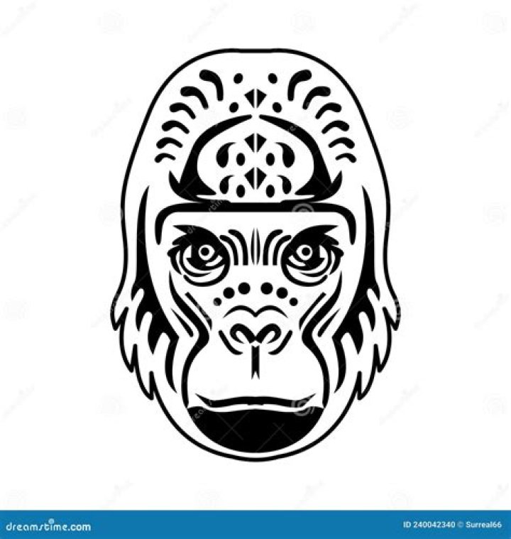 Stylized Gorilla Head Chinese Zodiac Sign Stock Vector Illustration
