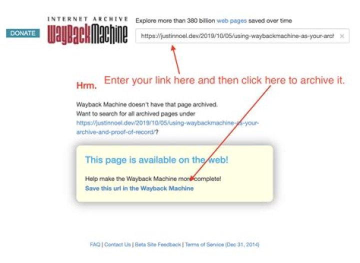 Using WayBackMachine as Your Archive and Proof of Record