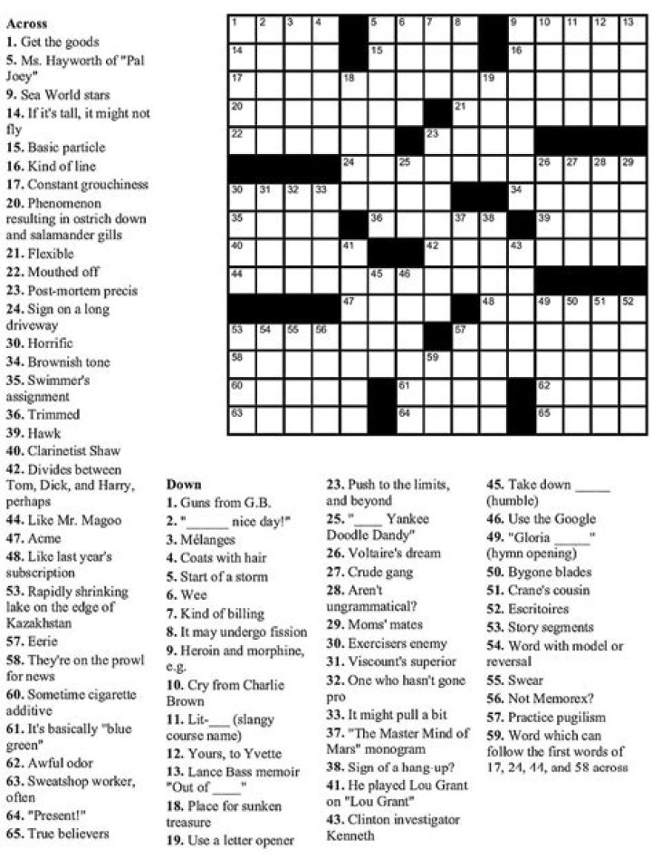 Washington Post Daily Printable Crossword Puzzle Printable Crossword